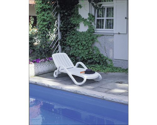Chaise longue empilable Eden Best 71 x 195 x 30 cm plastique blanc