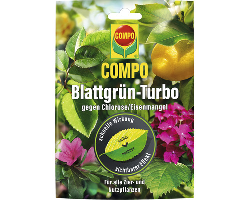 Engrais au fer COMPO Blattgrün-Turbo contre la chlorose / le manque de fer, pour toutes les plantes d'ornement et plantes utiles, Fetrilon , 20 g