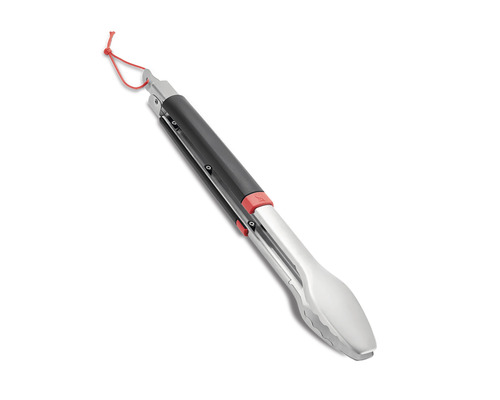 Pince à barbecue en acier inoxydable avec boucle de suspension rouge