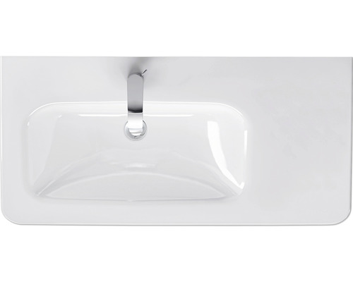 Vue de dessus d''un lavabo blanc avec robinet