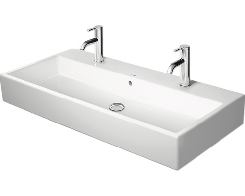 Double vasque DURAVIT Vero Air 100 x 47 cm blanc brillant 2350100024 Vasque à poser en céramique sanitaire avec deux robinets