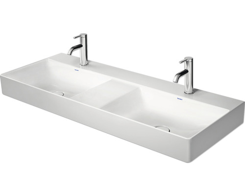 Vasque pour meuble DURAVIT DuraSquare 120 x 47 cm blanc brillant 2353120041 Vasque avec deux cuves et deux robinets
