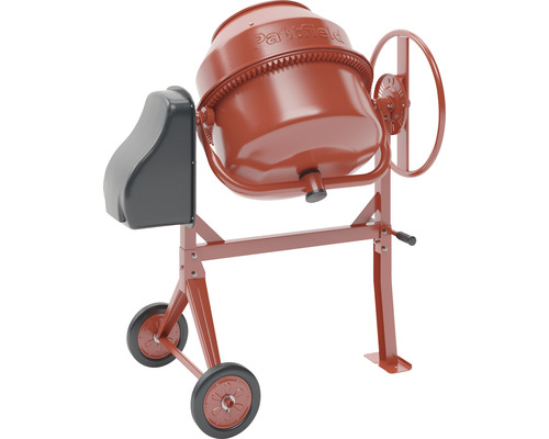 Betonmischer mit Trommel, Rädern und Bedienungselementen