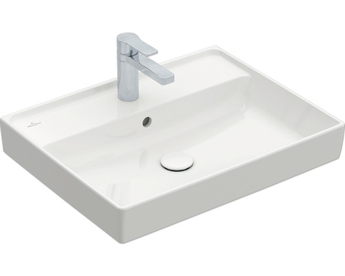 Vasque pour meuble Villeroy & Boch Collaro 60 x 47 cm blanc brillant 4A336001 Vasque en céramique avec robinet et bonde