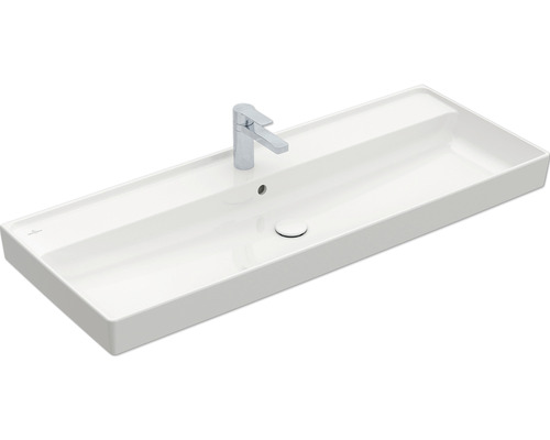 Vasque pour meuble Villeroy & Boch Collaro 120 x 47 cm blanc brillant 4A33C501 Vasque à poser rectangulaire avec robinet