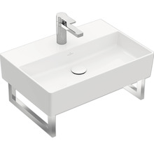Lavabo en céramique avec robinetterie et cadre métallique