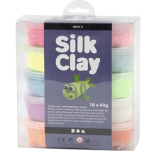 Pâte à modeler Silk Clay, 10 fois 40 grammes, dans un récipient transparent