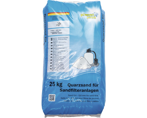 Sack Quarzsand für Sandfilteranlagen, Körnung 0,4 bis 0,8 Millimeter, 25 Kilogramm