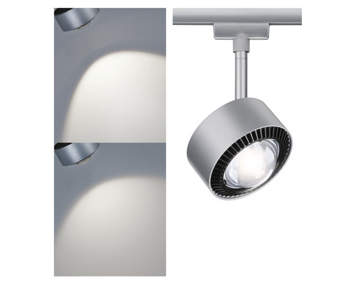 Silberfarbene Schienenleuchte mit Lichteffekt an der Wand