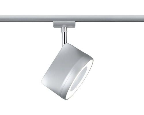 Einzelner silberfarbener LED-Spot an einer Schiene