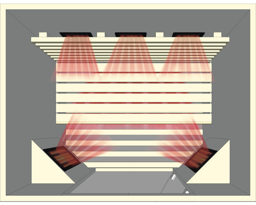 Vue intérieure d''une pièce avec des plafonniers et des appliques murales