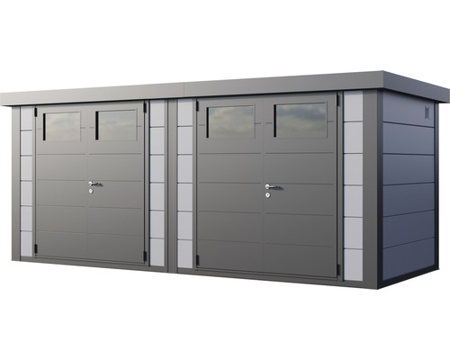 Abri de jardin métallique avec deux portes et fenêtres