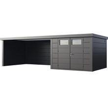 Gartenhaus Classico 3030 inkl. Lounge 4530 links mit Seitendach, Rück- und Seitenwand 782 x 318 cm granitgrau