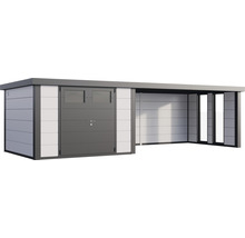 Gartenhaus Classico 3030 inkl. Lounge 4530 rechts mit Seitendach, Rück- und Seitenwand inkl. Fenster 782 x 318 cm weiß