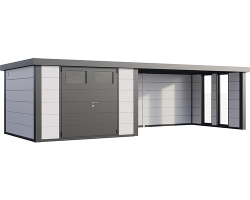 Abri de jardin moderne avec porte et abri latéral