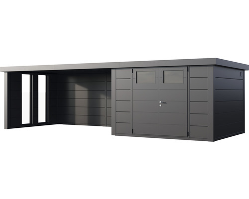 Abri de jardin avec annexe pour outils de jardin et vélos