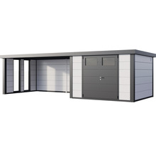 Gartenhaus Classico 3030 inkl. Lounge 4530 links mit Seitendach, Rück- und Seitenwand inkl. Fenster 782 x 318 cm weiß