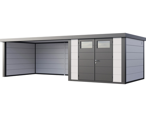 Abri de jardin moderne avec extension et double porte