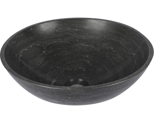 Vasque à poser Differnz Limestone 40 x 40 cm pierre naturelle noir mat avec revêtement 38.010.58