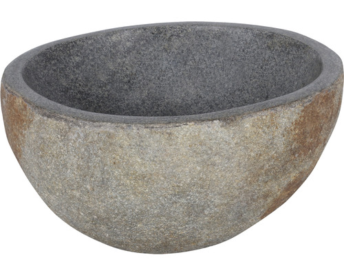 Vasque à poser Differnz Lombok-M env. 36 cm pierre naturelle Riverstone brun gris mat 38.010.61