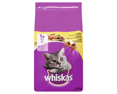 Katzenfutter trocken, Whiskas 1+ Huhn 3,8 kg