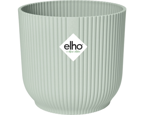 Pot de fleurs Elho en plastique 16,1 x 16,1 x 14,8 cm vert Pot de fleurs en plastique avec des rainures verticales et le logo Elho