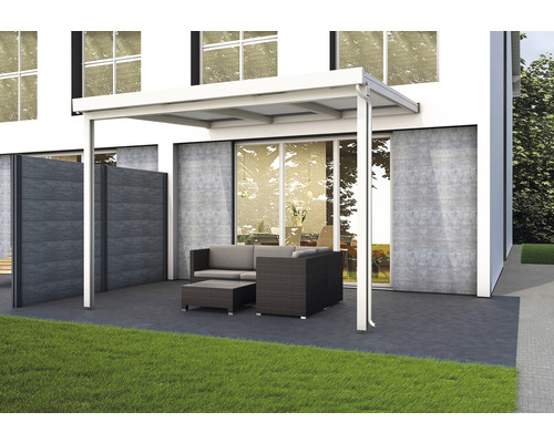 Terrassenüberdachung gutta Premium Polycarbonat weiß gestreift 309 x 306 cm weiß