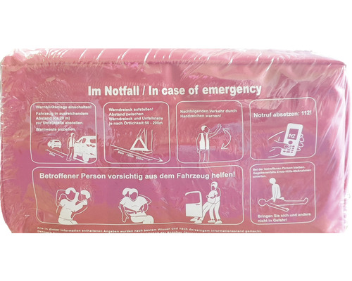 Emballage d''une trousse de premiers secours avec instructions pour les situations d''urgence