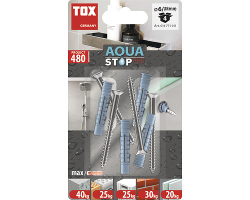 Chevilles TOX Aqua Stop Pro, taille 6/38 mm, 4 pièces