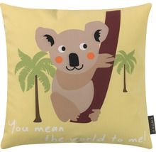 Coussin décoratif avec motif koala et la phrase ''You mean the world to me!''