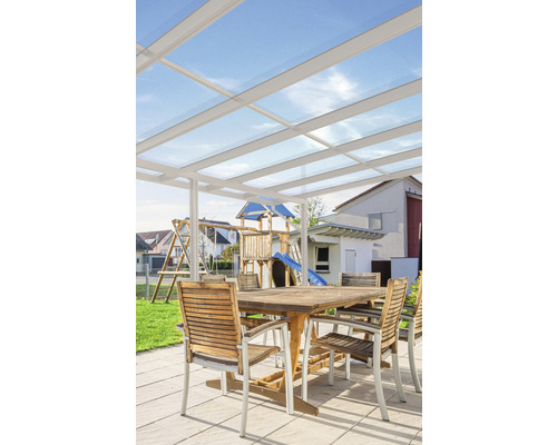 Toiture pour terrasse gutta Premium verre de sécurité feuilleté 712 x 306 cm blanc