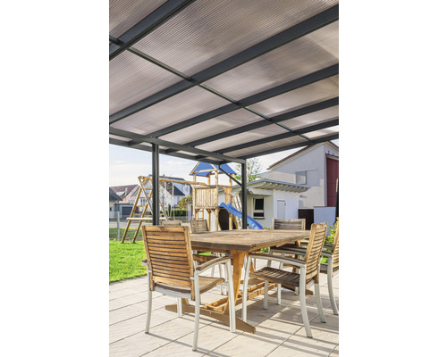 Toiture pour terrasse gutta Premium polycarbonate bronze 712 x 306 cm anthracite