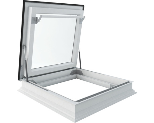 Fenêtre d'accès au toit pour toit plat Fakro DRF-DU6 100x100 cm Fenêtre de toit ouverte avec cadre blanc