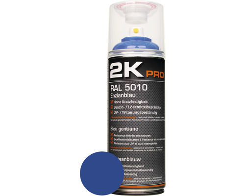 Peinture aérosol 2K PRO brillant RAL 5010 bleu gentiane 400 ml