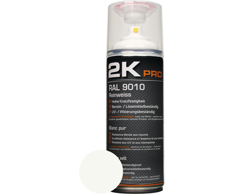Peinture aérosol 2K PRO brillant RAL 9010 blanc pur 400 ml