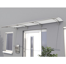 Vordach aus Metall und Kunststoff über einer Haustür