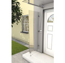 Auvent en verre avec support en acier inoxydable à l''entrée de la maison