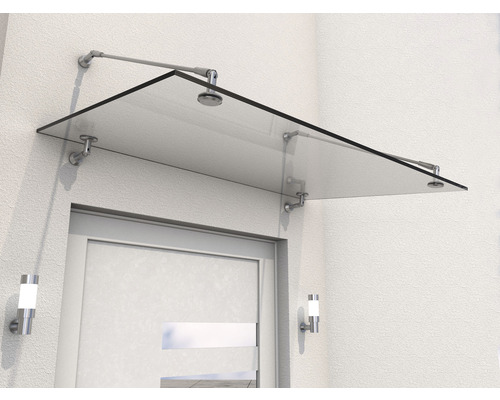 Vordach aus Glas über einer Tür