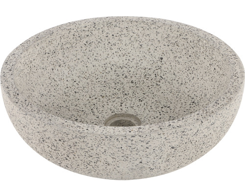 Lavabo à poser Differnz Terrazzo 40 x 40 cm blanc noir mat avec revêtement 38.010.55