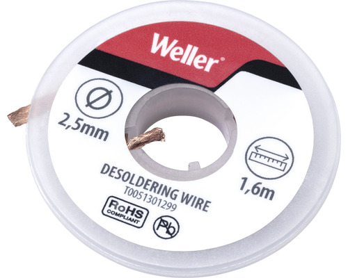 Weller T0051301299N Entlötlitze 1,6 m Spule, Breite 2,5 mm Zubehör Reinigung