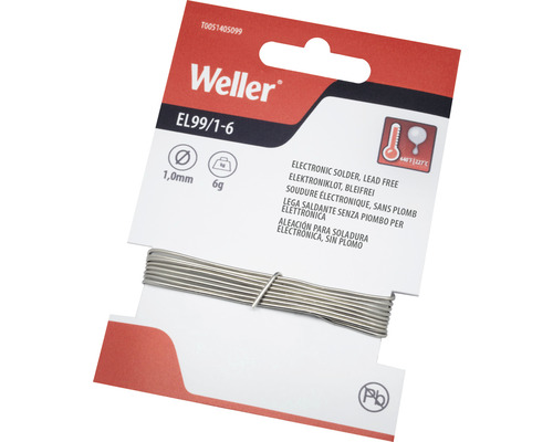 Métal d'apport pour soudure électronique Weller T0051405099, sans plomb, EL99/1, 6g, Ø 1, 0 mm