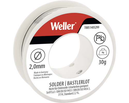Weller T0051405299 Bastlerlot, 30g, Ø 2mm, Bleifreies Sn100Ni+, EN ISO 9453, 9454
