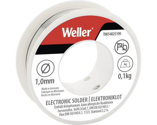 Fil à souder sans plomb électronique pour utilisation semi-professionnelle Weller EL99/1-100 T0054025199N 1mm 100g