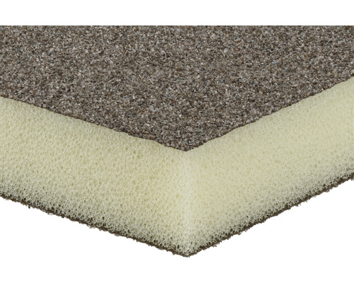 Vue détaillée d''une éponge abrasive avec un dos en mousse