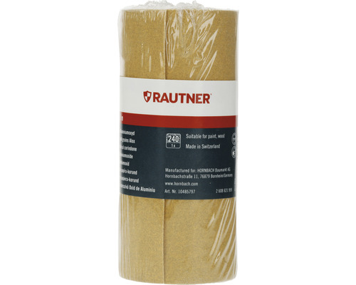 Rouleau de papier abrasif Rautner grain 240 adapté à la peinture et au bois