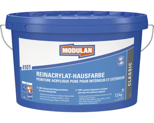 Peinture acrylate pure pour façade de maison MODULAN 4101 blanc 5 l