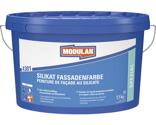 MODULAN 4301 Silikat Fassadenfarbe Mineralfarbe außen weiß 5 l