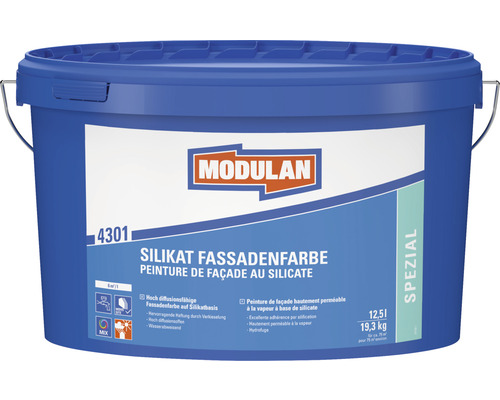 Peinture minérale extérieure pour façade au silicate MODULAN 4301 blanc 12,5 l