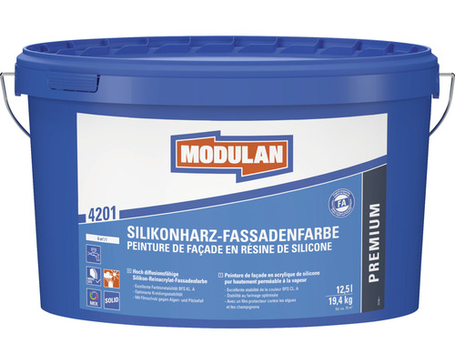 Peinture pour façade en résine de silicone MODULAN 4201 blanc 12,5 l