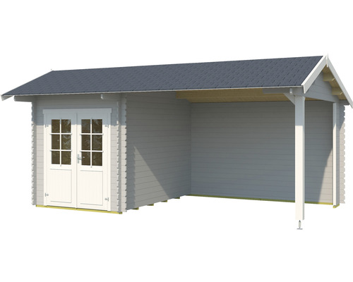 Maison de jardin en bois avec double porte et auvent